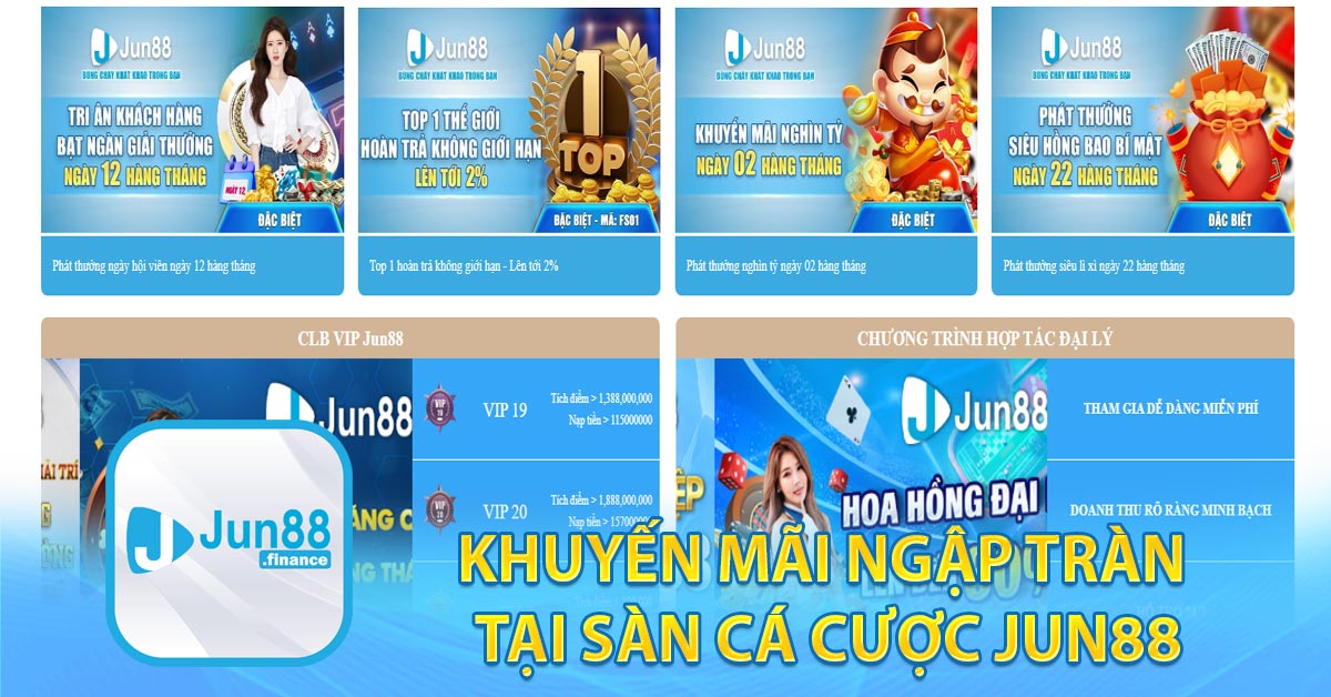 Khuyến mãi ngập tràn tại sàn cá cược Jun88
